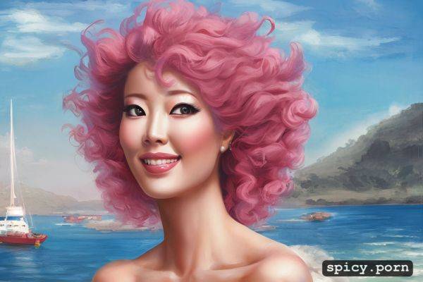 Centered, curly hair, pastel colors, yacht, 80s, japanese lady - spicy.porn - Japan on pornsimulated.com
