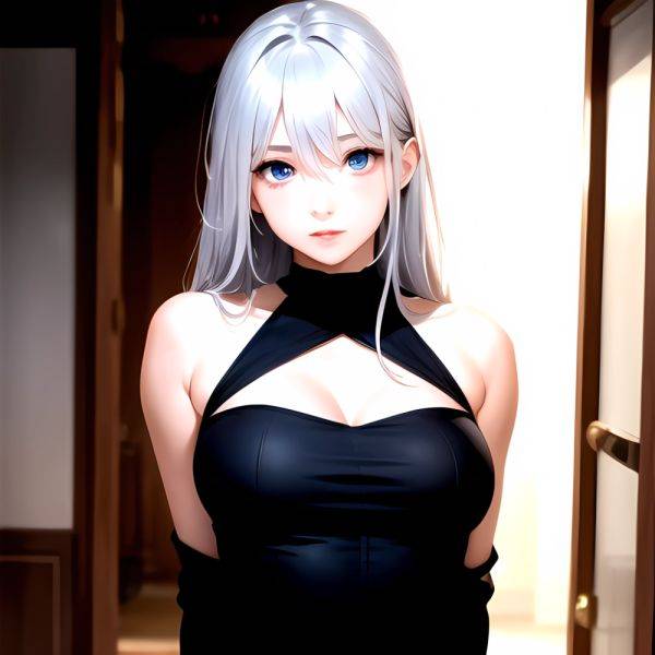 1girl Sexy Blue Eyes Silver Hair Arms Behind Back Facing The Camera Looking At The Camera, 972998417 - AIHentai - aihentai.co on pornsimulated.com