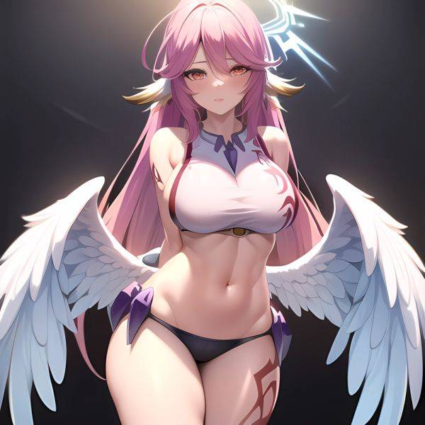 Jibril Anime Absurdres Long Hair Pink Hair Halo Large Breasts Tattoo Cleavage Sideboob Midriff Asymmetrical Legwear Mismatched L, 2141631321 - AIHentai - aihentai.co on pornsimulated.com