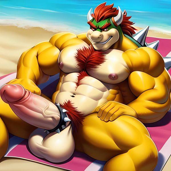 Bowser Laying On The Beach Yellow Skin Laying On A Towel Nude Beach Big Balls Big Penis Nipples Veins Muscles, 3460568022 - AIHentai - aihentai.co on pornsimulated.com