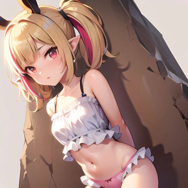 1girl Blonde Hair Frilled Panties Frills Highres Hip Bones Looking At Viewer Makaino Ririmu Multicolored Hair Navel Nijisanji No, 3151218406 - AIHentai - aihentai.co on pornsimulated.com