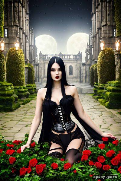 Naked, night, black roses, victorian, vampire, beautiful, black hair - spicy.porn on pornsimulated.com