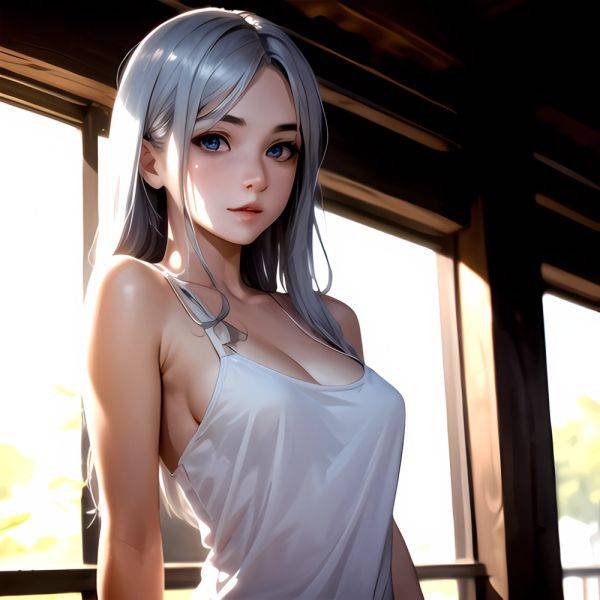 1girl Sexy Blue Eyes Silver Hair Arms Behind Back Facing The Camera Looking At The Camera, 33802724 - AIHentai - aihentai.co on pornsimulated.com