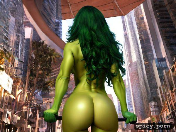 View from behind, she hulk, firm round ass, naked - spicy.porn on pornsimulated.com