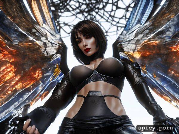 Perfect athletic female fallen angel, big breasts, stunning face - spicy.porn on pornsimulated.com