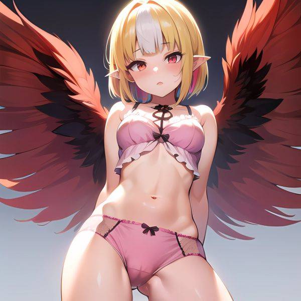 1girl Blonde Hair Frilled Panties Frills Highres Hip Bones Looking At Viewer Makaino Ririmu Multicolored Hair Navel Nijisanji No, 3296253872 - AIHentai - aihentai.co on pornsimulated.com