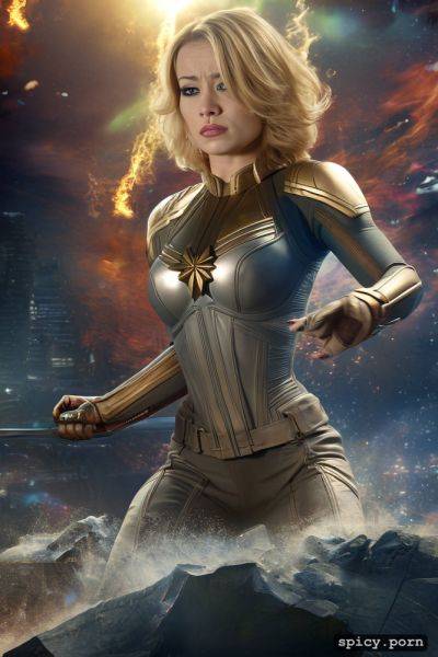 Captain marvel, floating in the air, marvel comics, angry look - spicy.porn on pornsimulated.com