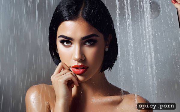 Dua lipa, short straight black hair, shower, fit body, 18 years old - spicy.porn on pornsimulated.com