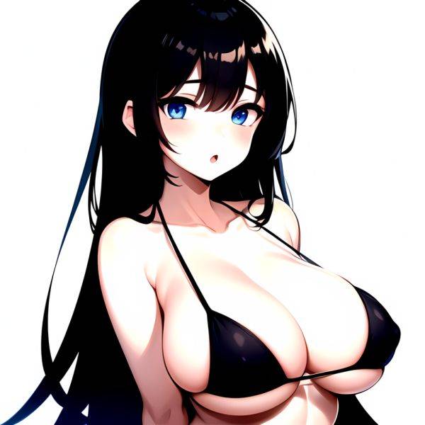 1girl O Absurdres Bikini Black Bikini Black Hair Blue Eyes Breasts Cleavage Collarbone Commentary Request Highres Large Breasts, 2945101115 - AIHentai - aihentai.co on pornsimulated.com