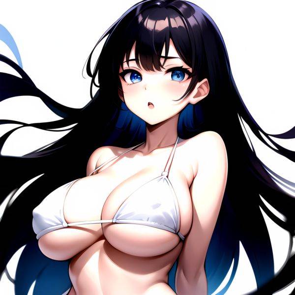 1girl O Absurdres Bikini White Bikini Black Hair Blue Eyes Breasts Cleavage Collarbone Commentary Request Highres Large Breasts, 3649420988 - AIHentai - aihentai.co on pornsimulated.com