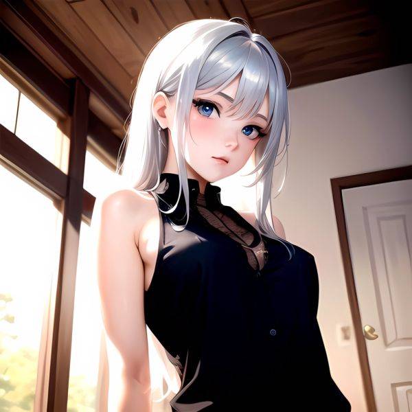 1girl Sexy Blue Eyes Silver Hair Arms Behind Back Facing The Camera Looking At The Camera, 1142430023 - AIHentai - aihentai.co on pornsimulated.com