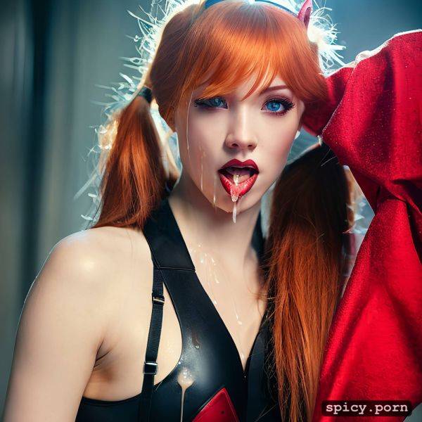 Sharp focus, pale skin, photograph, dramatic lighting bdsm, superhero woman with ginger pigtails - spicy.porn on pornsimulated.com