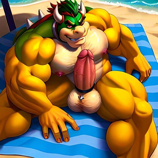 Bowser Laying On The Beach Yellow Skin Laying On A Towel Nude Beach Big Balls Big Penis Nipples Veins Muscles, 1986016786 - AIHentai - aihentai.co on pornsimulated.com