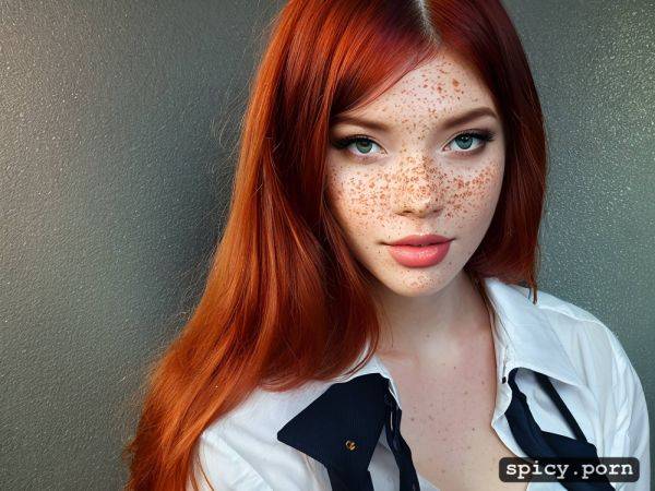 Perfect face, tiny tits, school uniform, red hair, full body - spicy.porn on pornsimulated.com
