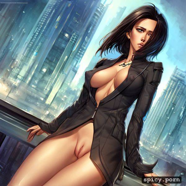 Open suit coat, short hair, smooth, digital painting, symmetrical shoulders - spicy.porn on pornsimulated.com