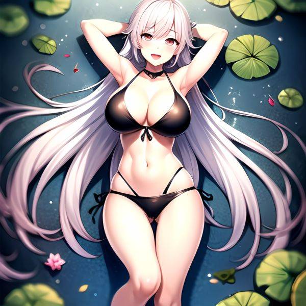 1girl D Bare Arms Bare Shoulders Bikini Black Bikini Breasts Bug Butterfly Butterfly Hair Ornament Choker Cleavage Feet Out Of, 1453226365 - AIHentai - aihentai.co on pornsimulated.com