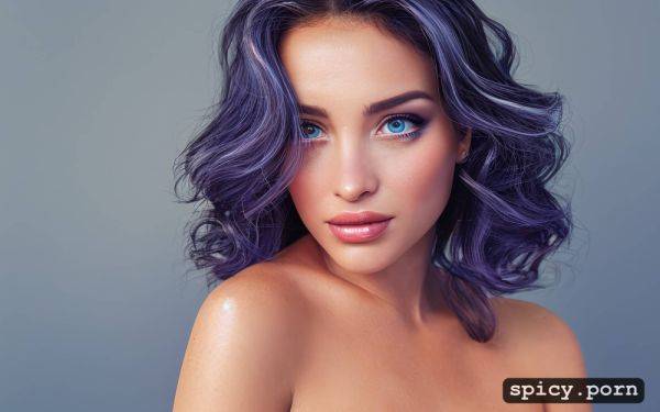Retrowave colours hair, brunette hair, 18 years, beautiful face - spicy.porn on pornsimulated.com