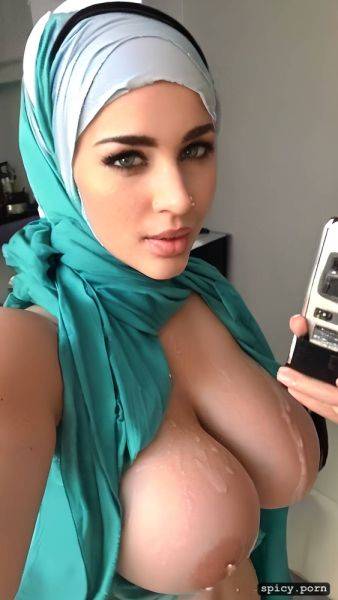 Woman, hijab in sperm, no makeup, fucked, low quality camera - spicy.porn on pornsimulated.com
