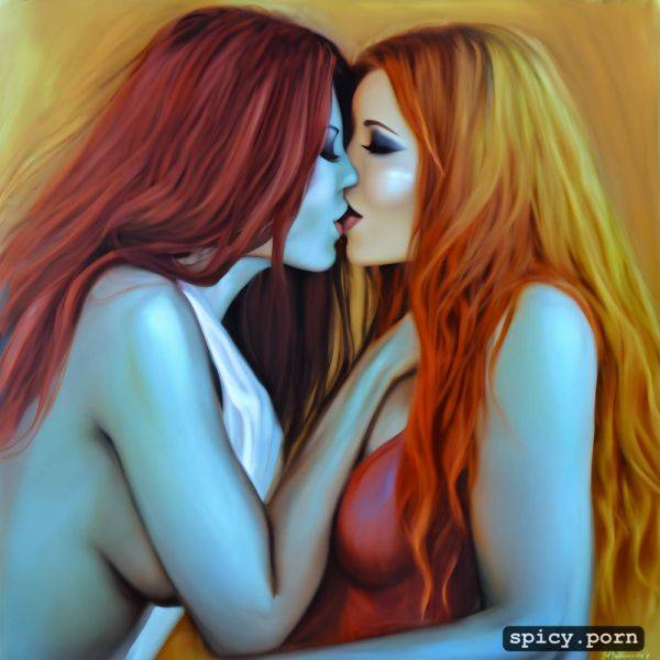 Ginger woman kissing dark hair woman with passion - spicy.porn on pornsimulated.com