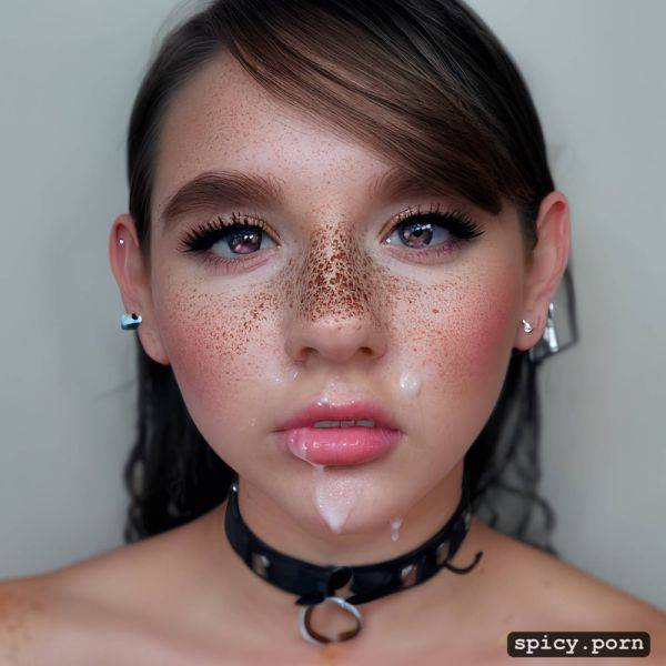 Wearing choker, masterpiece, lush full lips, dreamy look, small shiny snub nose - spicy.porn on pornsimulated.com
