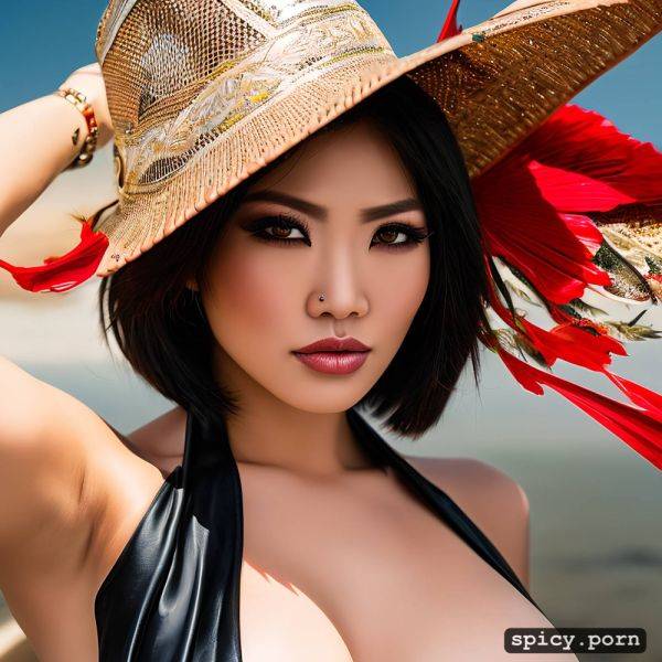 Wearing cosplay, high quality photo, highly detailed asian woman with mohawk haircut exposing her breasts - spicy.porn on pornsimulated.com