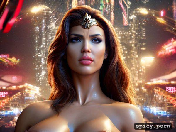 Pursed lips, massive round tits, naked, wonder woman, huge erect nipples - spicy.porn on pornsimulated.com