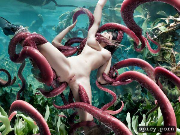 Medium breasts, pussy penetrated, tiny tentacles wind all around her body - spicy.porn on pornsimulated.com