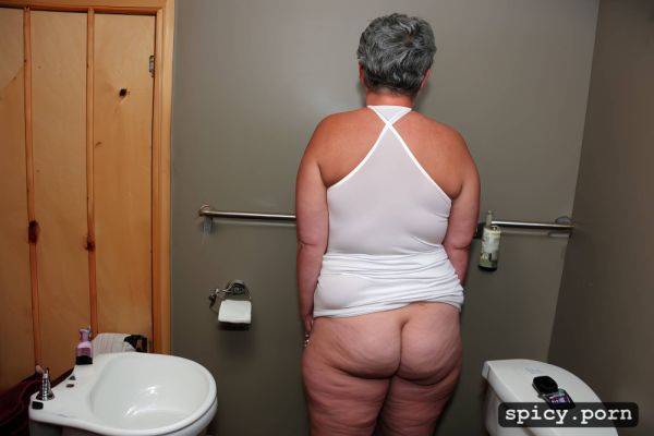 Standing in a toilet, no panties, bare ass, full figure, bulgarian mature granny - spicy.porn - Bulgaria on pornsimulated.com