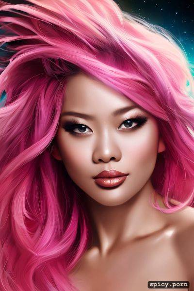 Topless, asian, thong, cosmic background, beautiful, pink hair - spicy.porn on pornsimulated.com