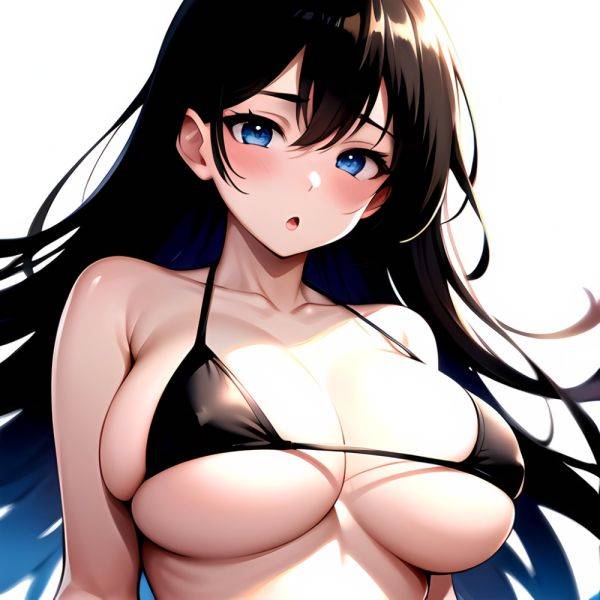 1girl O Absurdres Bikini Black Bikini Black Hair Blue Eyes Breasts Cleavage Collarbone Commentary Request Highres Large Breasts, 4050624092 - AIHentai - aihentai.co on pornsimulated.com