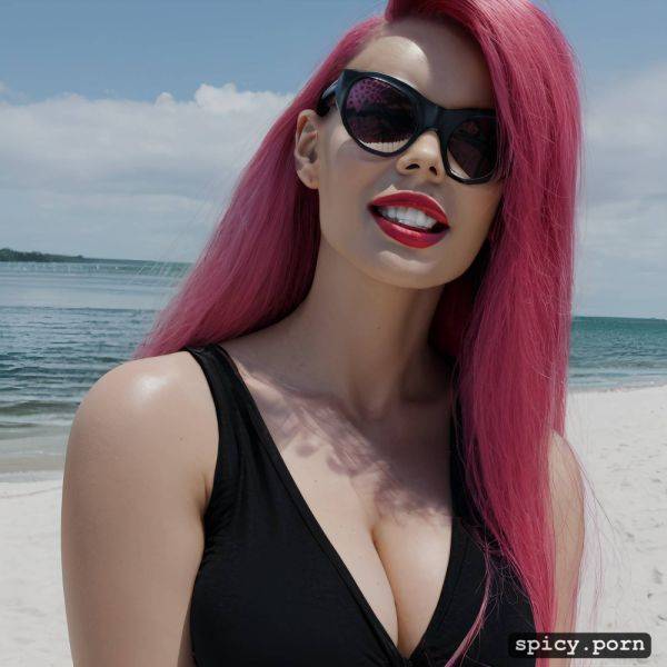 Gorgeous face, curvy body, black lady, dominatrix, on beach - spicy.porn on pornsimulated.com