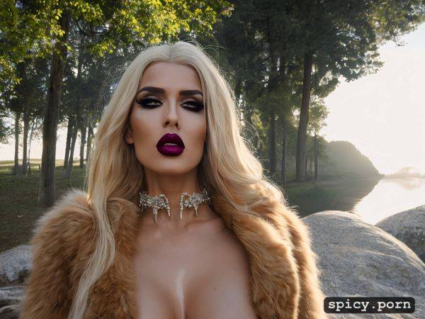 Singer, sharp focus, pretty face, large russian fur coat, bling hanging on chains around neck - spicy.porn - Russia on pornsimulated.com