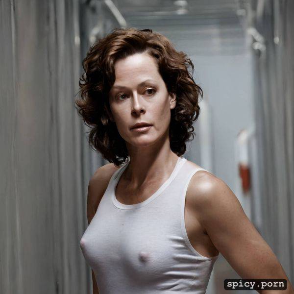 Young sigourney weaver as ellen ripley from the movie alien wearing white tank top and panties - spicy.porn on pornsimulated.com