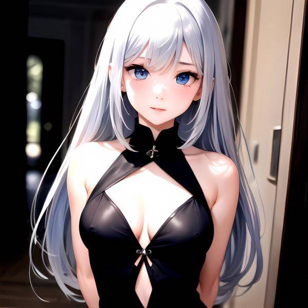 1girl Sexy Blue Eyes Silver Hair Arms Behind Back Facing The Camera Looking At The Camera, 3190778111 - AIHentai - aihentai.co on pornsimulated.com