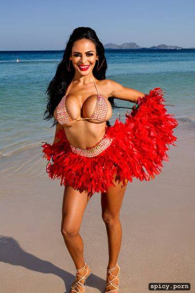 Color portrait, long hair, 22 yo beautiful performing white rio carnival dancer at copacabana beach - spicy.porn on pornsimulated.com