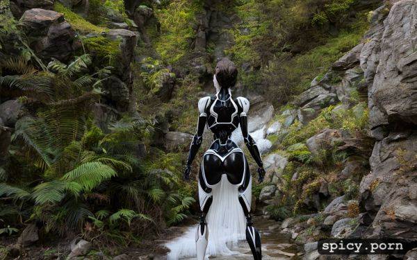 Face looking back, dark fantasy, back view, white, in a jungle cave - spicy.porn on pornsimulated.com