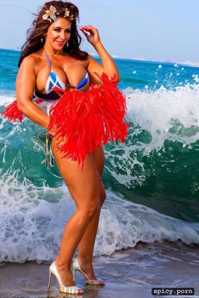 Color portrait, long hair, 54 yo beautiful performing white rio carnival dancer at copacabana beach - spicy.porn on pornsimulated.com