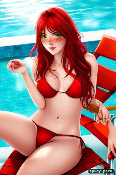 Poolside, pretty pool chair, woman next door, red head, woman - spicy.porn on pornsimulated.com