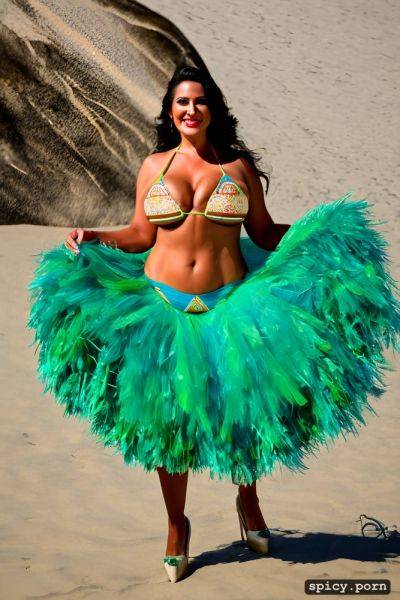 Color portrait, long hair, 44 yo beautiful performing white rio carnival dancer at copacabana beach - spicy.porn on pornsimulated.com