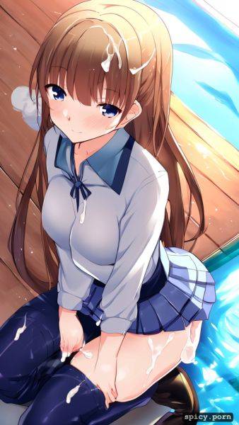 Style soft anime, long sleeves, highly level of detail subject brown hair female character subject detail long hair - spicy.porn on pornsimulated.com
