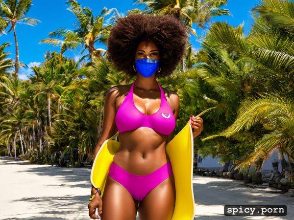 Elegant, black woman, natural big boobs, vibrant colors, short frizzy hair - spicy.porn on pornsimulated.com
