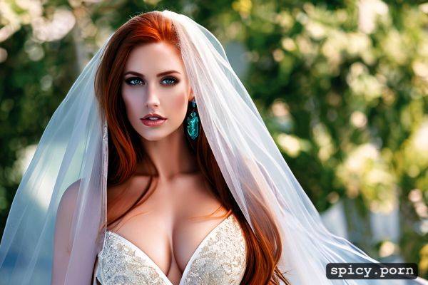 Ginger hair, collar, perfect skin, wedding dress with exposed breasts - spicy.porn on pornsimulated.com