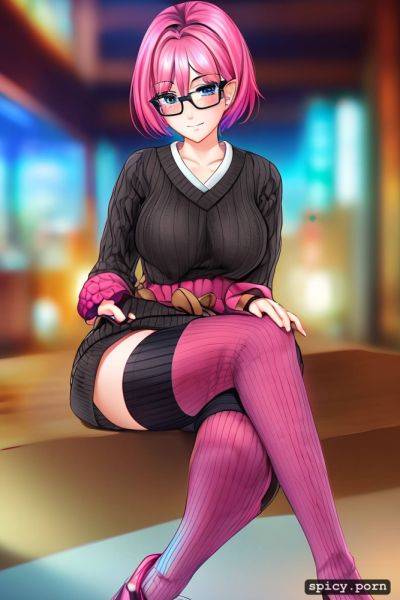 Short, pink hair, busty japanese woman, sweater, short hair - spicy.porn - Japan on pornsimulated.com