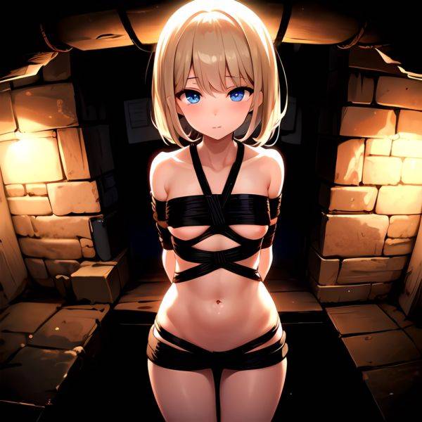 1girl Solo BDSM Tied Up Rope Dungeon Cave Naked Pov Blue Eyes Arms Behind Back Masterpiece High Quality, 2927042313 - AIHentai - aihentai.co on pornsimulated.com