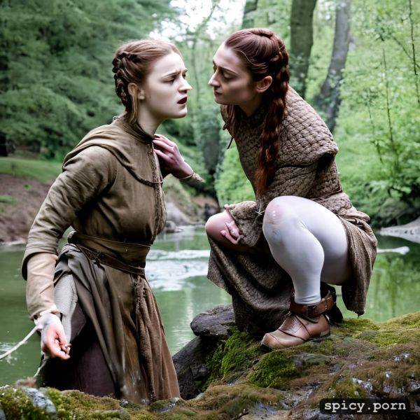 Pretty face, in summery woods near a pond, white women, arya stark pisses on naked sansa stark - spicy.porn on pornsimulated.com