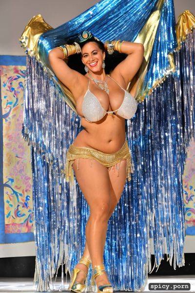 Performing in high heels on stage, huge hanging boobs, 39 yo beautiful thick american bellydancer - spicy.porn - Usa on pornsimulated.com