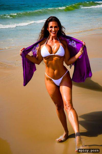 Color portrait, long hair, 56 yo beautiful performing white rio carnival dancer at copacabana beach - spicy.porn on pornsimulated.com
