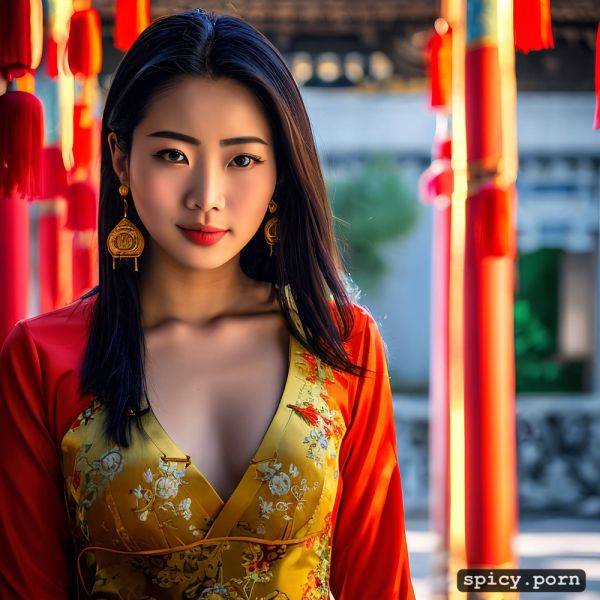 Shaved pussy, petite body, chinese ethnicity, high quality, cobblestone ground - spicy.porn - China on pornsimulated.com