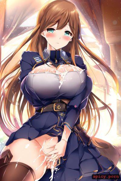 Style soft anime, policeboots, long dark blue skirt, blushing - spicy.porn on pornsimulated.com