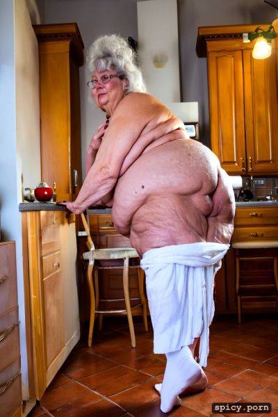 80 year old italian granny, loose skin, nude, standing in kitchen - spicy.porn - Italy on pornsimulated.com